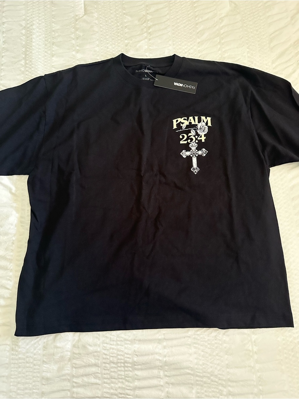 Fashion Nova Black Psalm 23:4 Graphic Tee